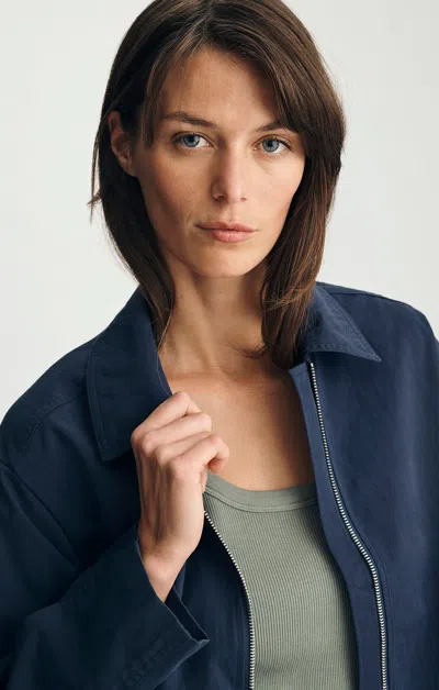 Mavi Oversized Zip Jacket In Black Iris In Blue