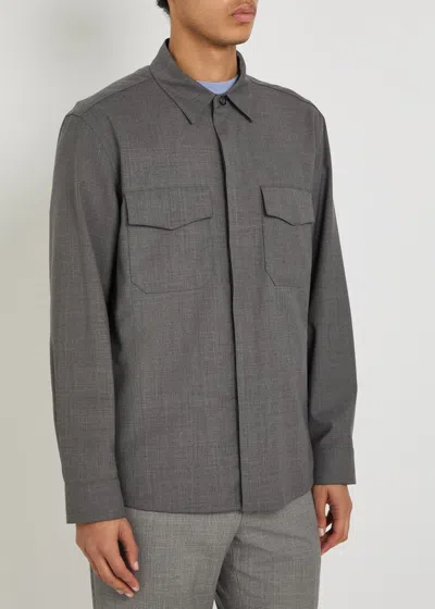 Canali Flap-pocket Overshirt In Gray