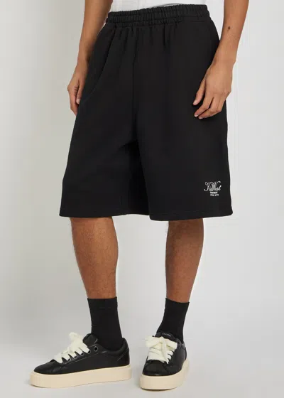 Kidwest Script Logo-print Cotton Shorts In Black