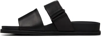 Hugo Boss Touch-strap Leather Sandals In Black