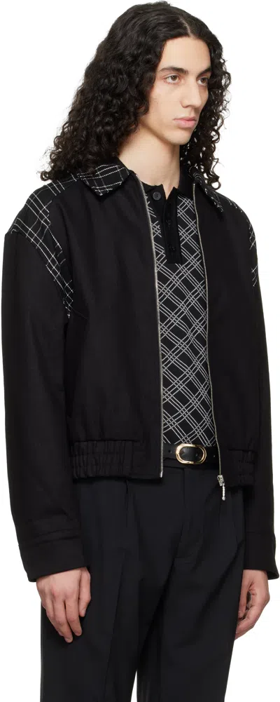 Ernest W Baker Black Varsity Jacket In Black