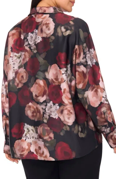 Halogen ® Painted Rose Charmeuse Button-up Shirt In Multi
