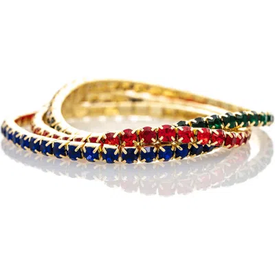 Rivka Friedman 18k Plated Cz Stackable Bracelet In Multi