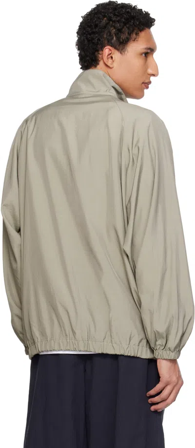Yoke Khaki Silk Nylon 3/4 Zip Pullover Jacket In Gray