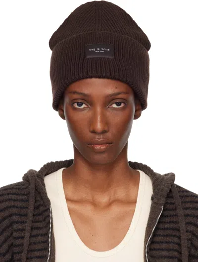 Rag & Bone Black Blake Wool Beanie In Gold