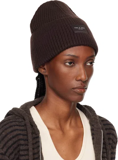 Rag & Bone Black Blake Wool Beanie In Gold