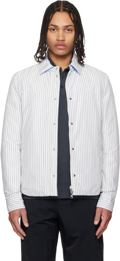 Moncler Cotton Blend Reversible Crescent Down Shirt In White