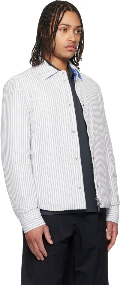 Moncler Cotton Blend Reversible Crescent Down Shirt In White