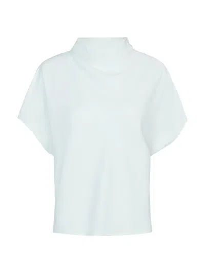 Twp Draped Satin Blouse In White