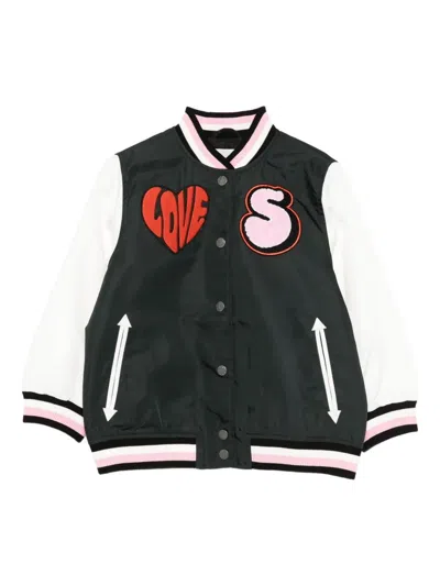 Stella Mccartney Love Heart Varsity Jacket In Black