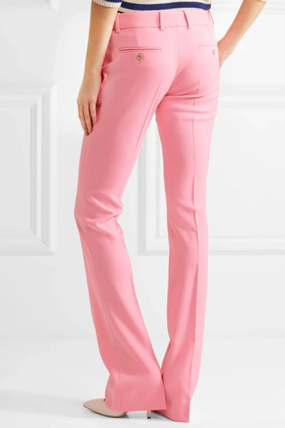 Shop Gucci Stretch-wool Bootcut Pants In Pastel Pink