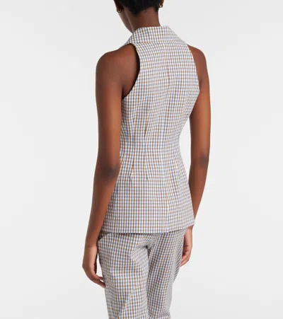 Veronica Beard Costa Stretch Cotton Gingham Vest In Gray