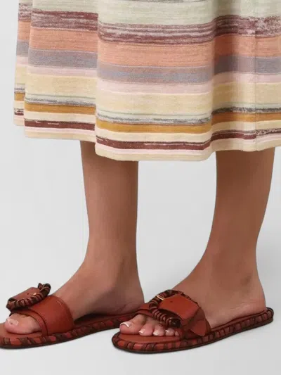 Zimmermann Alchemy Leather Sandals Open Toe Flat Sole In Burgundy