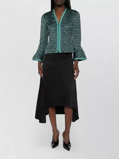 Emporio Armani Blazer Contrast Trim Flared Sleeves Open Front In Multi