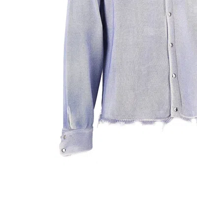Amaranto Distressed-effect Knitted Overshirt In Blue
