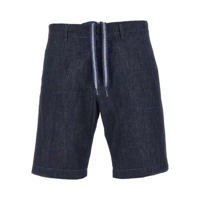 Aspesi Drawstring Denim Shorts In Blue