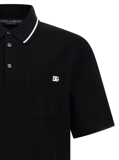 Dolce & Gabbana Cotton Polo With Logo Embroidery In Black