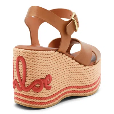 Chloé Leather Platform Espadrilles In Brown