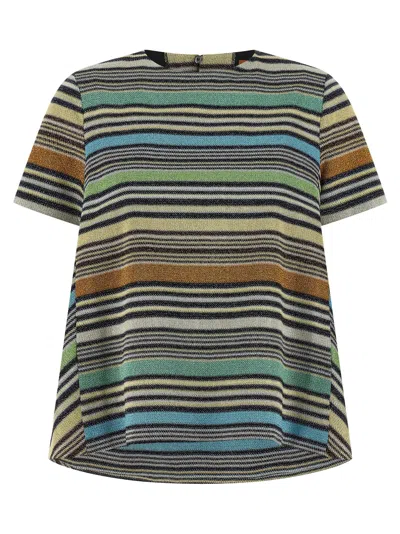 Missoni Multicolour Crew Neck Stripes T-shirt In Multi