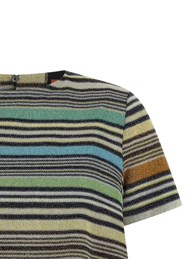Missoni Multicolour Crew Neck Stripes T-shirt In Multi