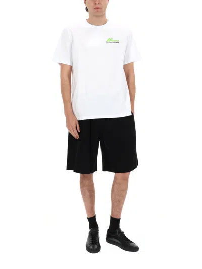 Msgm Logo Drawstring Shorts And Back Pocket In Black