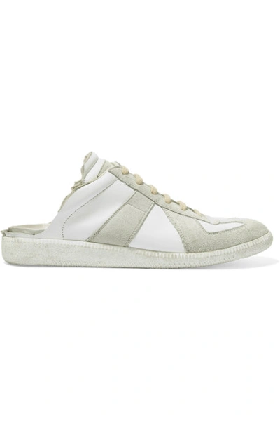 Shop Maison Margiela Leather And Suede Slip-on Sneakers