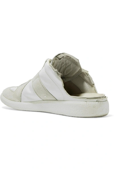 Shop Maison Margiela Leather And Suede Slip-on Sneakers