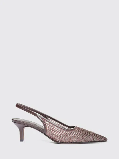 Brunello Cucinelli Pointed Sling Back Medium Heel In Brown