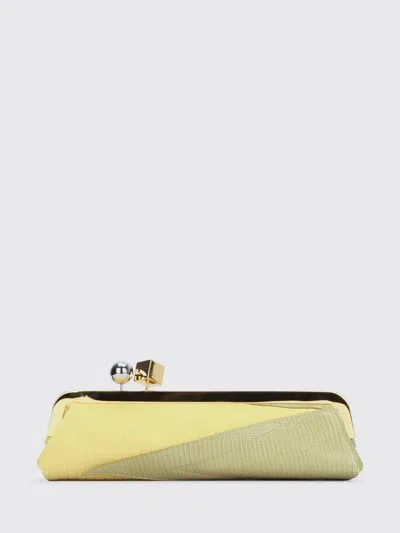 Jacquemus Salon Mais Suede And Patent-leather Clutch In Yellow