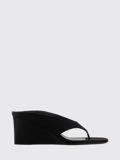Alaïa Alaia Black Suede Goat Leather Wedge Thong Mules In Black