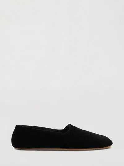 The Row Ponti Velvet Leather Sole Slippers In Black