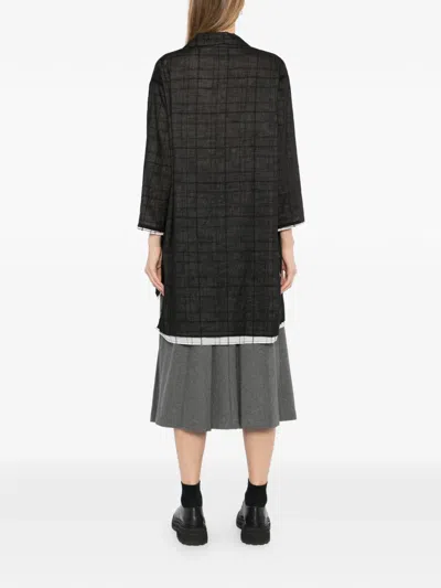 Y's Check-pattern Layered-effect Shirt In Black
