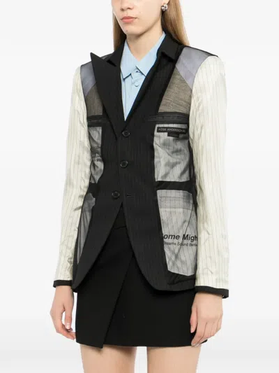 Andersson Bell Pinstripe Deconstructed Jacket In Black