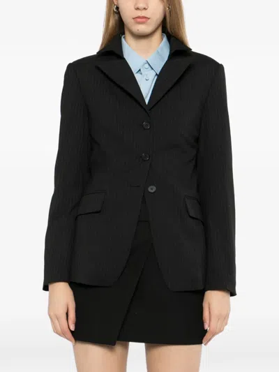 Andersson Bell Pinstripe Deconstructed Jacket In Black