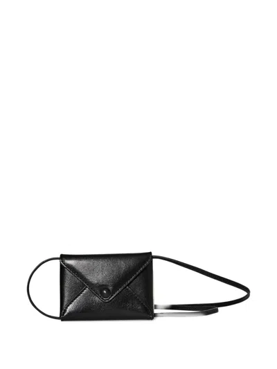 The Row Mini Envelope Leather Pouch With Strap In Black