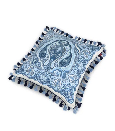 Etro Hoa Cushion With Passementerie In Blue