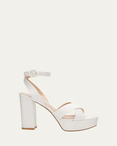 Gianvito Rossi Sabrina Satin Crisscross Ankle-strap Platform Sandals In White