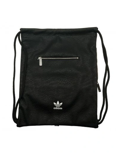 Adidas Originals Faux Leather Backpack In Black