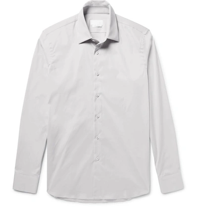 Prada Slim-fit Stretch Cotton-blend Poplin Shirt - Light Gray