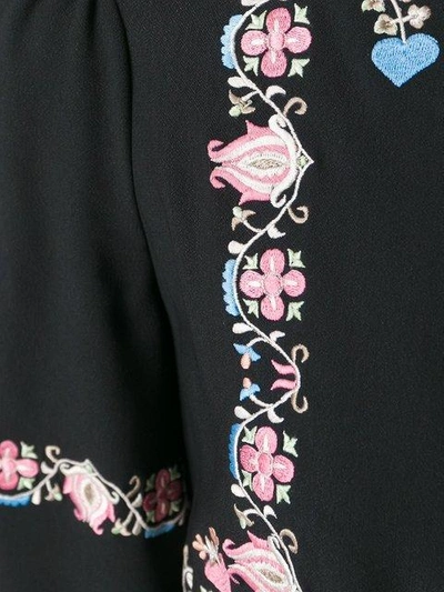 Shop Vilshenko Floral Embroidery Midi Dress In Black