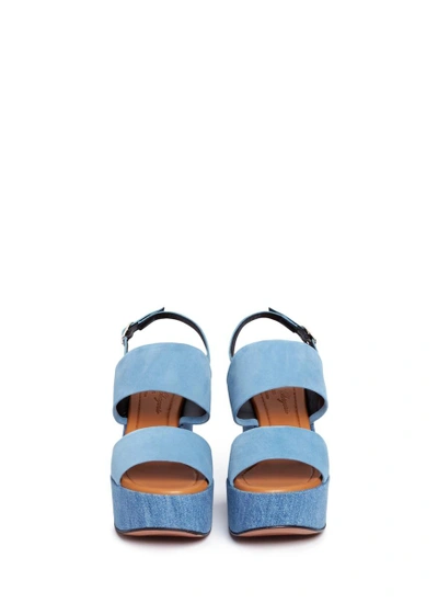 Shop Robert Clergerie 'emple' Denim Platform Suede Slingback Sandals
