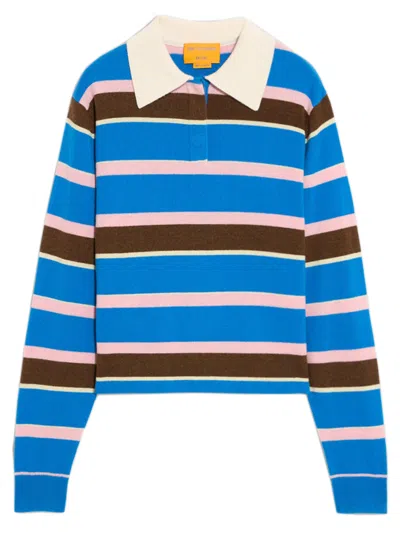 Guest In Residence Cropped Stripe Rugby Sweater In Multi