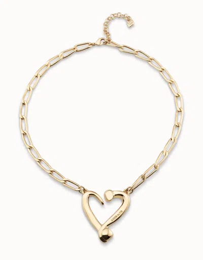 Unode50 Metal Alloy Medium Heart Necklace In Gold