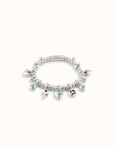 Unode50 Sterling Plated Beaded Bracelet With Charms In Metallic