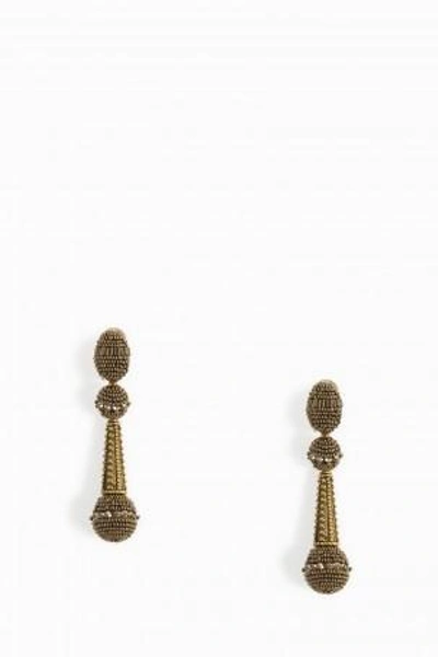 Oscar De La Renta Beaded Drop Earrings In Gold