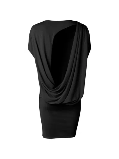 Jacquemus Mistral Back Draped Short Sleeve Dress In Black