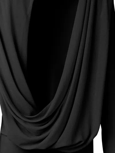 Jacquemus Mistral Back Draped Short Sleeve Dress In Black