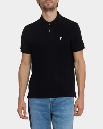 Ami Alexandre Mattiussi Black Polo Shirt With Ami De Coeur Logo Embroidered On The Front In Cotton Man In Multi