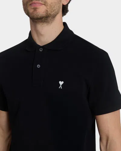 Ami Alexandre Mattiussi Black Polo Shirt With Ami De Coeur Logo Embroidered On The Front In Cotton Man In Multi