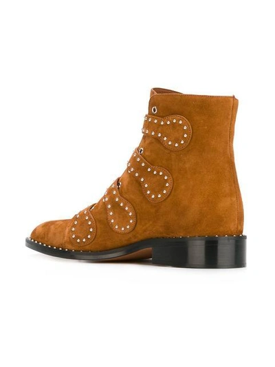 Shop Givenchy Elegant Studded Boots - Brown